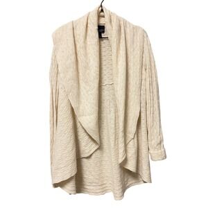 Cynthia Rowley 100% Cashmere Waterfall Cardigan Cream Pointelle Cable Knit Sz M